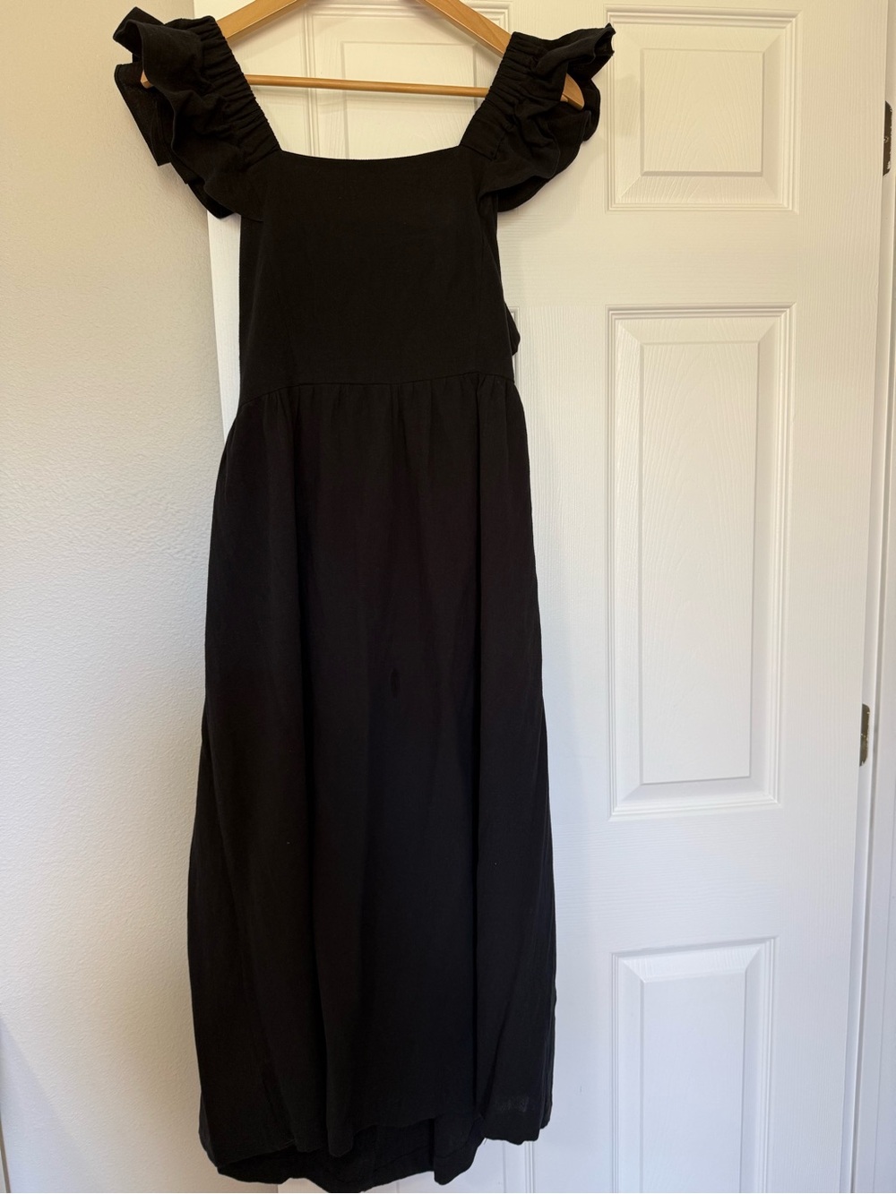 H&M Black Dress with Ruffle Shoulder Straps
